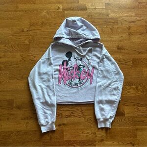 Disney Sweatshirt Soft Cropped Hoodie Light M Lavender Purple Vintage Top Pink